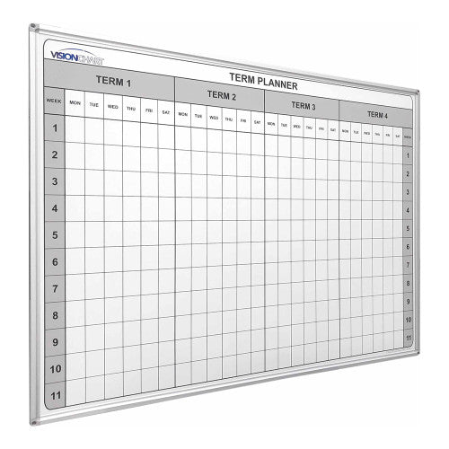 Visionchart School Planner Magnetic Whiteboard 1200 x 900mm 4 Term