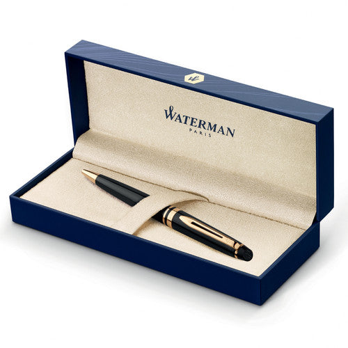 Waterman Expert Black Gold Trim Ballpoint Pen Medium Tip