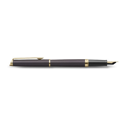 Waterman Hemisphere Metallic Black Gold Trim Fountain Pen Medium Nib