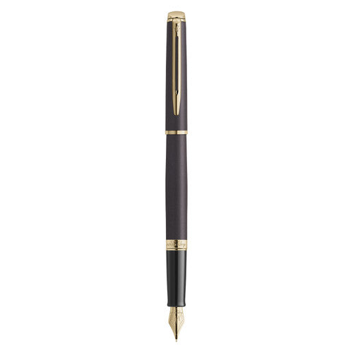 Waterman Hemisphere Metallic Black Gold Trim Fountain Pen Medium Nib