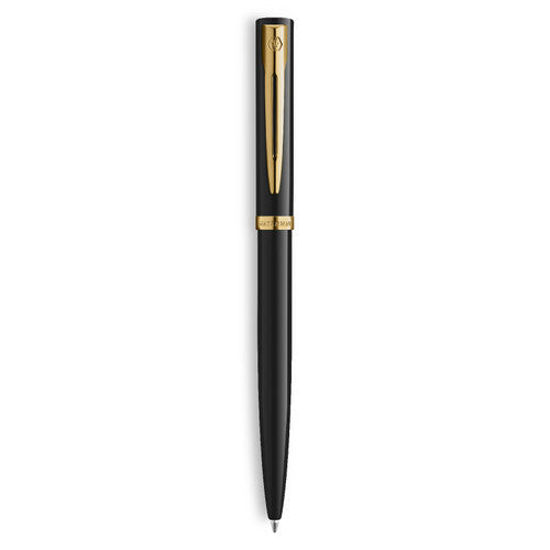 Waterman Impression Ballpoint Pen Black with Gold Trim Medium Tip Blue Ink Gift Box